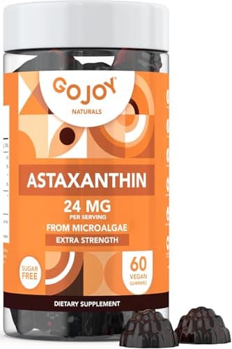 GOJOY NATURALS Chewable Astaxanthin Gummies - Natural Astaxanthin 24mg Antioxidant Supplement - Vegan, Non-GMO, Sugar-Free, Gluten-Free, Soy-Fee, 3rd Party Lab Tested - 2 Month Supply (60 Gummies)