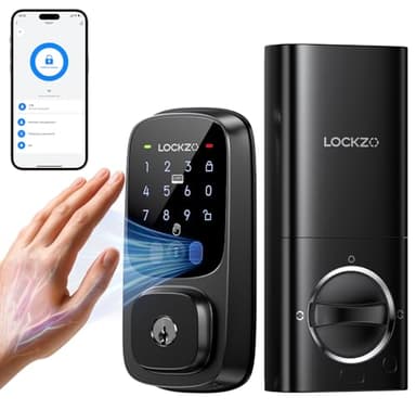 Lockzo Smart Lock with Palm Vein, Keyless Entry Door Lock for Front Door, WiFi Electronic Door Lock with Keypad Deadbolt, Auto Lock, Voice Control, Compatible with Alexa & Google Assistant