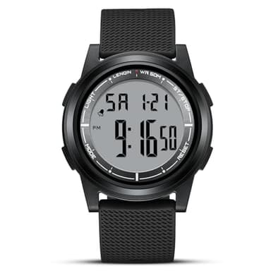 HANPOSH Mens Digital Watch Ultra Thin Minimalist Sports Waterproof Outdoor LED Screen Large Face Wrist Watches for Men with Back Light Alarm Date Stopwatch