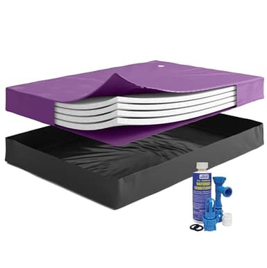 WAVELESS 90%, Queen Size, Waterbed Hardside Mattress Bundle, Includes Fill & Drain Kit, 8oz. Water Conditioner and Stand-Up Liner, Heavy Duty Vinyl, 60" W x 84" L x 9" H, Bed Frame Not Included.