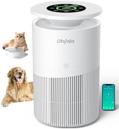 Dhyala Air Purifier for Home Large Room up to 3620Ft², H13 True HEPA Air Purifiers for Home Pet Hair Dander Odor Pollen, Air Cleaner with Smart WiFi, 360° Air Intake, Auto Mode, Pet Lock, 22dB Quiet