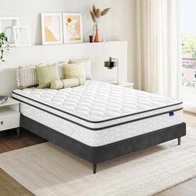 Vesgantti Queen Size Mattress, 12 Inch Hybrid Queen Bed Mattress in a Box with Memory Foam and Pocket Spring, Ergonomic Design & Pressure Relief, Medium Firm Feel, 60"*80"*12"