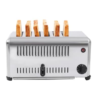 ARPITUYN 6 Slice Toaster, 1680W 110V Commercial Stainless Steel Toaster with Wide Slot, Electric Baking Machine Bread Making Tool with Timing Function for Home Bakery Restaurant