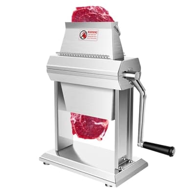 YBSVO Commercial Meat Tenderizer Machine - Heavy Duty Stainless Steel Manual Cuber with 40 Sharp Blades - Hand Crank Steak & Venison Tenderizing Tool for Butchers, Hunters & Kitchens (7" Wide Feed)