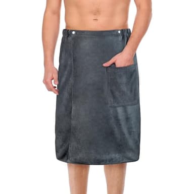 AOMIG 70CM X 140CM Men's Bath Towel, Quick Dry Microfiber, Adjustable Body Wrap for Men, Can be Used in Spa, Shower, Bath and Gym, Grey