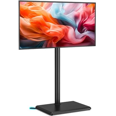 Rfiver Swivel Floor TV Stand with Mount for 32-60 inch TVs up to 88 lbs, Height Adjustable Tall TV Stand with Wood Base, Saving Space Design for Bedroom, Living Room and Corner, Max VESA 400x400mm