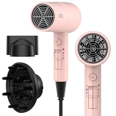 AINA Hair Dryer with Diffuser, Blow Dryer for Women | Advanced Ionic Technology, Ceramic Coating | Cold Shot Features Turbo Heat for Fast Drying and Shine 110V/ALCI (Babe Pink)