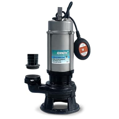 AIDPATH 6415 GPH, 1 HP Sewage Grinder Pump, Sump Pump Submersible with Float Switch for Basement, Trash, Septic Tank, Sewer, Mud, Sludge, 52.5 Ft Max Head for Greater Distances&Heights, 115V, 2" NPT