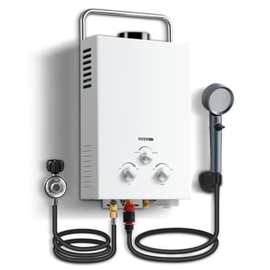 Outdoor Propane Tankless Water Heater - 6L 1.58 GPM Portable Gas Water Heater with Handle & Overheating Protection, Instant Hot Water for RV Cabin Camping Boat Barn