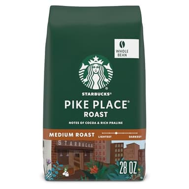 Starbucks Whole Coffee Beans, Medium Roast Hot or Iced Coffee, Pike Place Roast, 28 oz ​
