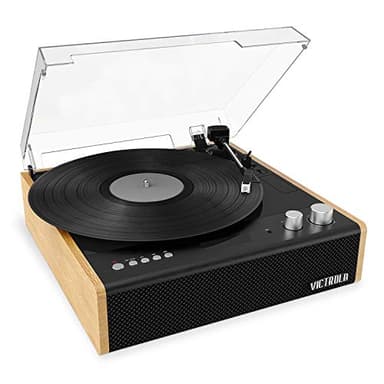 Victrola Eastwood – Bluetooth Record Player – 3-Speed Turntable, Premium MM Cartridge, Vinyl Stream for Wireless Streaming, Removable Dust Cover, Built-in Speakers (Bamboo)