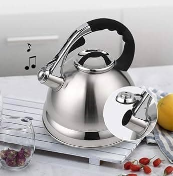 HausRoland Germany Design Stainless Steel Whistling Tea Kettle – 3.5L Stovetop Teapot with Copper + Aluminum Base for Fast Heating, Long-Lasting Hot & Cold Retention, Zinc Alloy Handle, Satin Polish