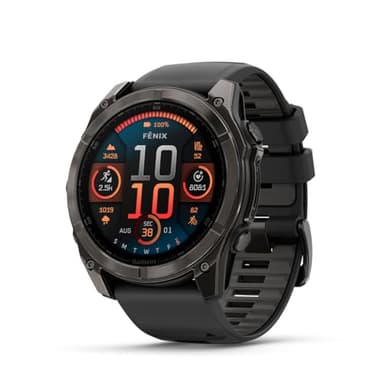 Garmin fēnix® 8 – 51 mm, AMOLED, Sapphire, Premium Multisport GPS Smartwatch, Long-Lasting Battery Life, Dive-Rated, Built-in LED Flashlight, Carbon Gray DLC Titanium with Pebble Gray Band