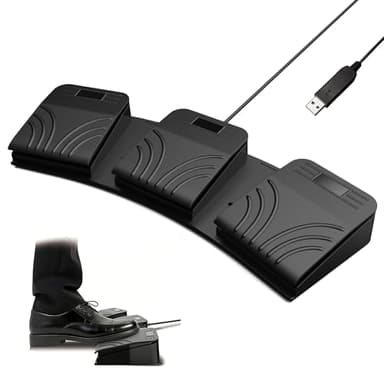 LYRIXEN USB Foot Pedal PC Silent Optical 3 Key Programmable Switch, Onboard Memory Push to Talk Gaming Pedal for Transcription OBS Mac Windows Linux