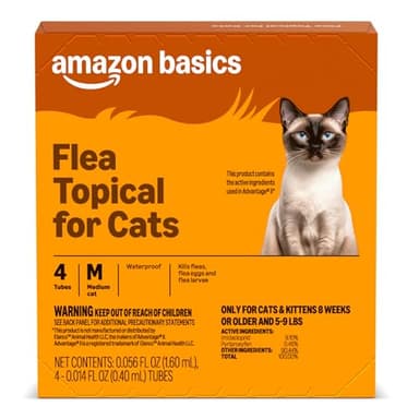 Amazon Basics Topical Flea Treatment for Medium Cats (5-9 Pounds), 4 Count, Packaging May Vary
