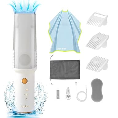 LUSN Baby Hair Clippers with Vacuum, Quiet Hair Trimmers for Kids, IPX7 Waterproof Rechargeable Cordless Haircut Kit for Baby Children Infant