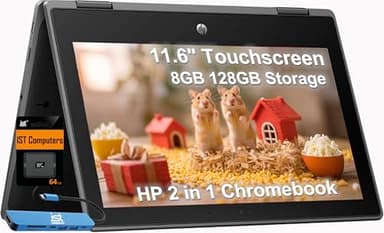 HP Chromebook Pro X360 Fortis 2-in-1 Flip Laptop & Tablet (11.6" Touchscreen, Intel CPU, 8GB RAM, 128GB Storage (64GB+64GB SD)), Rugged & Spill-Resistant, Long-Battery Life, Home, Students, Chrome OS