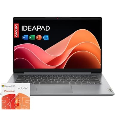 Lenovo IdeaPad 1i Laptop with Office 365 Home and Business • 1TB Cloud Storage and 128GB SSD • 8GB RAM • Intel Core • 14 Anti-Glare Screen • WiFi-6 • 11HR Battery • Windows 11 no Mouse