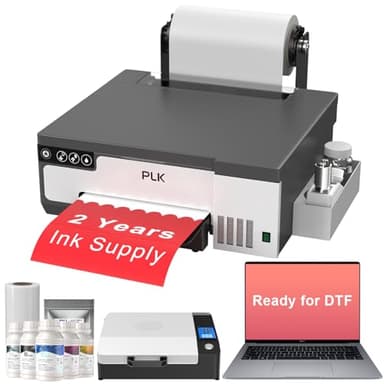 PLK A4 DTF Printer with XP600 Printhead & Roll Feeder, L8058 DTF Transfer Machine with White Stirring System,100% Transfer Rate for DIY Printing(Printer+Oven+Laptop+Consumables)
