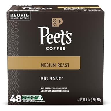 Peet's Coffee, Medium Roast Keurig K-Cup Pods, 100% Arabica Coffee - Big Bang 48 Count (1 Box of 48 Pods)
