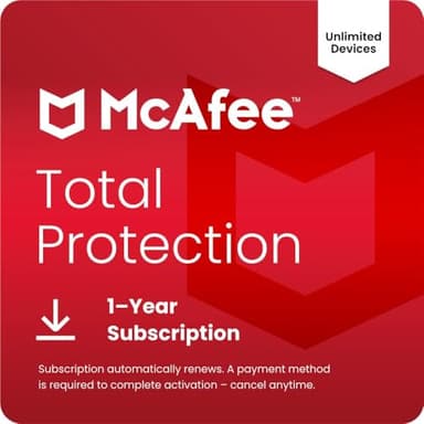 McAfee Total Protection Unlimited-Devices | AntiVirus Software 2026 for Windows PC & Mac, AI Scam Detection, VPN, Password Manager, ID Monitoring | 1-Year Subscription with Auto-Renewal | Download