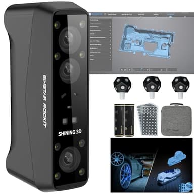 Einstar Rockit Wireless Handheld 3D Scanner with Scanning Software, Dual Light, 38 Laser Lines, 7 Parallel Laser Lines, 0.05mm HD Resolution for Reverse Engineering, Manufacturing and Art