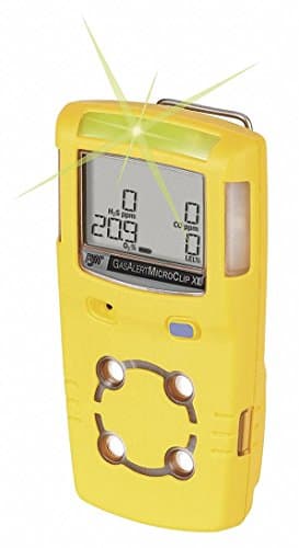 BW Technologies MCXL-XWHM-Y-NA GasAlertMicroClip XL 4 Gas Detector, CO, H2S, LEL and O2, Yellow