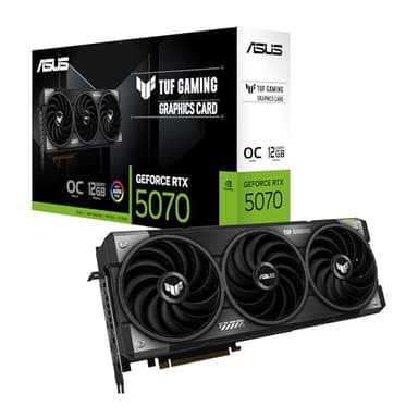 ASUS TUF GeForce RTX™ 5070 12GB GDDR7 OC Edition Graphics Card, NVIDIA, Desktop (PCIe® 5.0, HDMI®/DP 2.1, 3.125-Slot, Military-Grade Components, Protective PCB Coating, Axial-tech Fans)