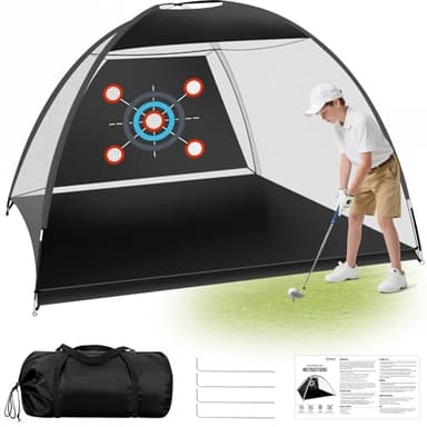 Golf Practice Net for Teens & Beginners – 10x7ft Backyard Golf Net with 5 Targets, Easy Setup for Kids & Family Training, Indoor & Outdoor Golf Hitting Net for Junior Golfers