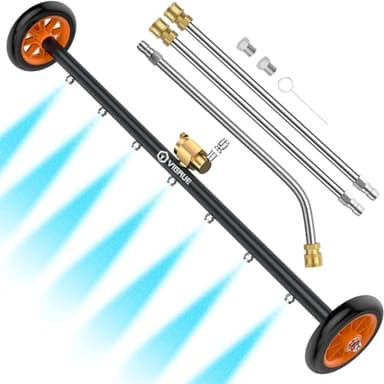 VIGRUE 2-in-1 undercarriage Pressure Washer Attachment,24 Inch Pressure Washer Water Broom with 7 Nozzles,Under Car Washer Cleaner with 3 Pieces Extension Wand,4000 PSI,Orange