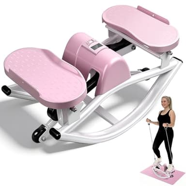 Rock Stepper Side to Side Low Impact Stair Stepper,Quiet Steppers for Exercise at Home with Resistance Bands & Non-Slip Mat – Exercise Step Balance Board Workout Equipment for Apartment & Living Room