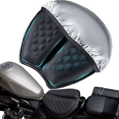 DOUANDA Foldable Motorcycle Gel Seat Cushion with Sunshade Cover – 3D Dome-Shaped High Elasticity Shock Absorption Seat Pad, Comfort & Butt Protection for Long Rides, Stay Cool & Comfortable