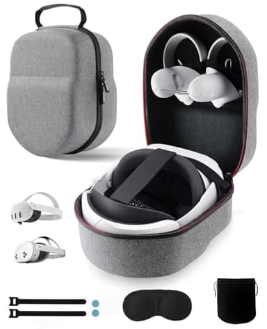 VORI Case for Meta Quest 3/3S/2 & Vision Pro/Pico 4, Elite Strap & Battery Head Strap, with Lens Protector, Portable Hard Carrying Case
