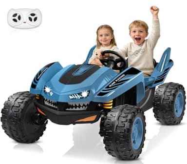 ANPABO 24V XXL Ride on Toys for Big Kids, 4x200W Powerful Motors, Max 5.1MPH, EVA Tires, 21" Spacious 2 Seater, 4-Wheeler Suspension, Remote Control, Bluetooth, Ride on Cars for Kids Aged 3-12(Blue)