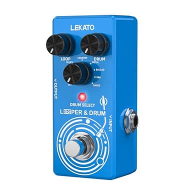 LEKATO Looper Guitar Pedal Drum Machine, 2 in 1 Drum Looper Pedal, 6 Min Loop Time, 8 Drum Grooves, Real Drum Samples with Tap Tempo, Unlimited Overdubs Undo/Redo, Support Import/Export