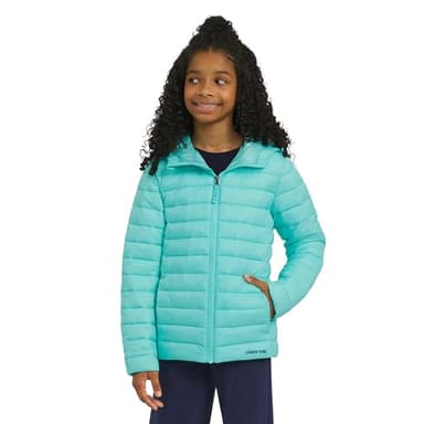 Lands' End Girls' Lightweight Packable Insulated Puffer Jacket, Aqua, Medium