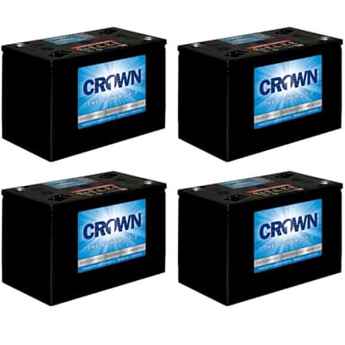 Crown Battery 6CRV215 6V AGM Sealed Deep Cycle Battery – BCI Group 6V-27 – 215Ah @ 20Hr – Maintenance Free – 4 Pack – Marine, RV & Backup Power