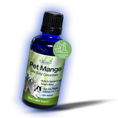 Sarcoptic & Demodectic Mange Relief Treatment by Naturasil - Concentrated Lime Sulfur Dip for Itch, Rash, Hot Spots, Ringworm & Scaly Skin | Topical Solution for Dogs & Cats 3+ Months | 50mL