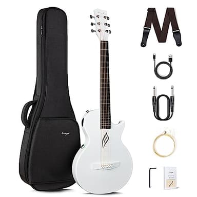 Enya NOVA GO SP1 Carbon Fiber Travel Guitar - 35" Acoustic Electric with Smart AcousticPlus Technology, Built-in Effects, USB Recording, Bluetooth Speaker, Beginner Bundle with Gig Bag & Accessories