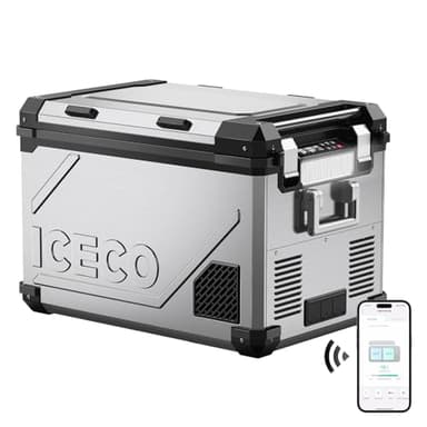 ICECO APL55 Dual Zone Portable Refrigerator Bluetooth Controlled, 55 Liter 12v refrigerator with SECOP Compressor, DC 12/24V, AC 110-240V, for Truck, Car and Home, -4℉~68℉(Silver)