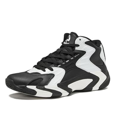 SHAQ Devastator 2.0 High Top Basketball Shoes for Men, Indoor or Outdoor Court Basketball Mens Sneakers - Black, White, Green or Blue Size 8 to 13 - Black/White, 13 Medium