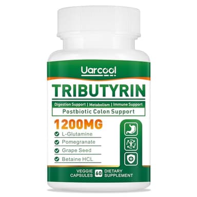 Uarcool Tributyrin Supplement 1200mg for Gut Health,Vegan,Butyrate Gut Health Supplement for Digestive, Leaky Gut, Colon, Microbiome - 60 Softgels