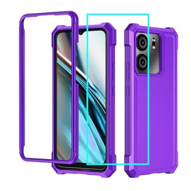 for BLU View 5 Phone Case/Blu F5 5G Case with Screen Protector,Blue View 5 Phone Case Front Bumper PC Hard Back Full Body Protection,Rugged Military Grade Shockproof Cover for Blu View 5 B160V Purple