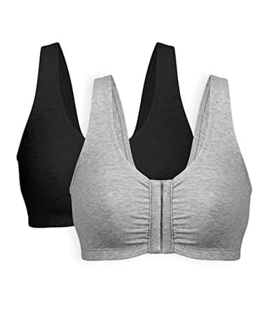 Bestform 5006014 Comfortable Unlined Wireless Cotton Stretch Sports Bra with Front Closure