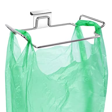 Large Stainless Steel Trash Bag Holder for Kitchen Cabinets Doors and Cupboards, Under Sink Bag Holder, Garbage Bag Holder, Waste Can, Kitchen Trash Cans
