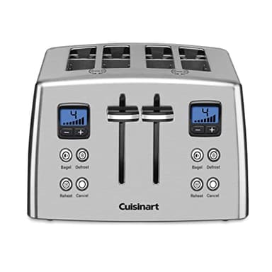 Cuisinart 4 Slice Countdown Motorized Toaster, Compact Design with Extra-Wide Slots for Toasting, Defrost & Reheat Functions, CPT-435P1, Stainless Steel