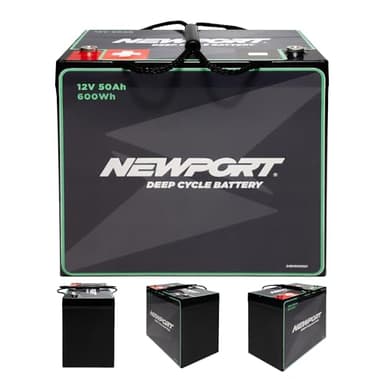 Newport 12V50Ah Deep Cycle Heavy-Duty Marine Battery, Lightweight & Sealed AGM, Trolling Motor Compatible