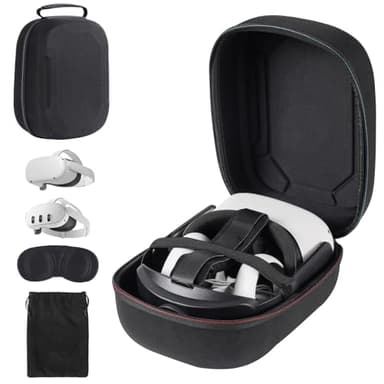 TIGOJH Hard Carrying Case Compatible with Meta Quest 3S/Quest 3/Oculus Quest 2/VP/Pico4,Compatible with VR Headsetible with Battery Elite Strap,Controllers and Other Accessories,Hard Shell Case-Black