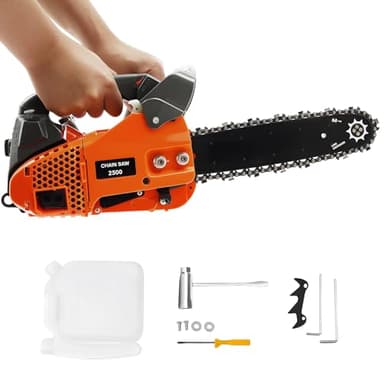 12 Inch Gas Chainsaw 25cc Gasoline Powered Chain Saw 2-Stroke Handheld Cordless Petrol Chainsaws for Cutting Wood Outdoor Farm Garden Home Use