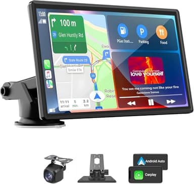 Portable Carplay Screen for Car, 7" Wireless Carplay & Android Auto with Bluetooth, HD Backup Camera, GPS Navigation, Siri, FM, AUX, Mirror Link for All Vehicles